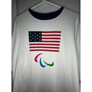 Skims Team USA Cotton Rib Waffle Knit Thermal Paralympic Over Sized T-Shirt